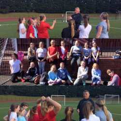 Year 6 girls' rugby training session with the WRU.